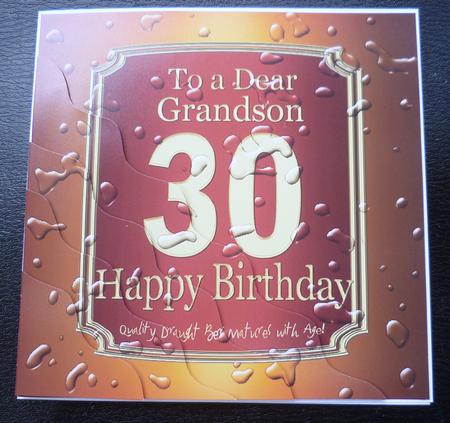 30th Birthday Grandson Beer Label Wavy Corner Side Stacker by Charlie Angel