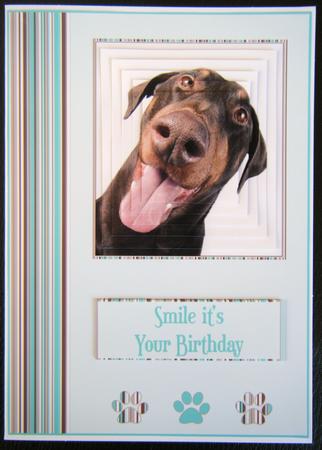 Doberman Father's Day Aqua Stripe Pyramid by Charlie Angel