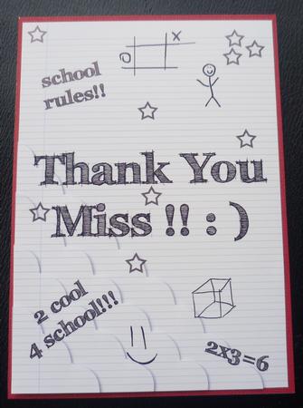 Thank You Miss!! Shell Edged Corner Stacker Card by Charlie Angel