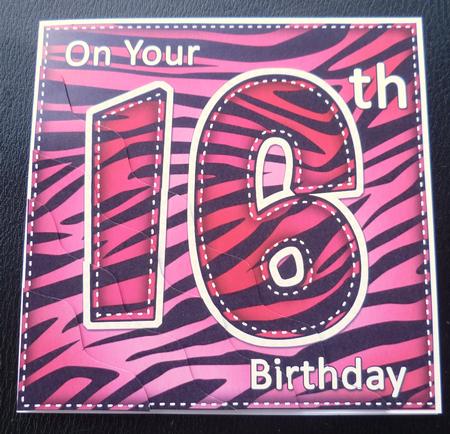 Funky Fun Zebra Print 16th Birthday Wavy Corner Side Stacker by Charlie Angel