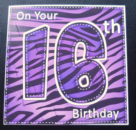 Funky Fun Zebra Print 16th Birthday Wavy Corner Side Stacker by Charlie Angel