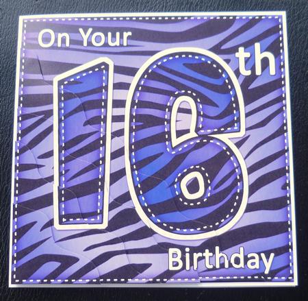 Funky Fun Zebra Print 16th Birthday Wavy Corner Side Stacker by Charlie Angel