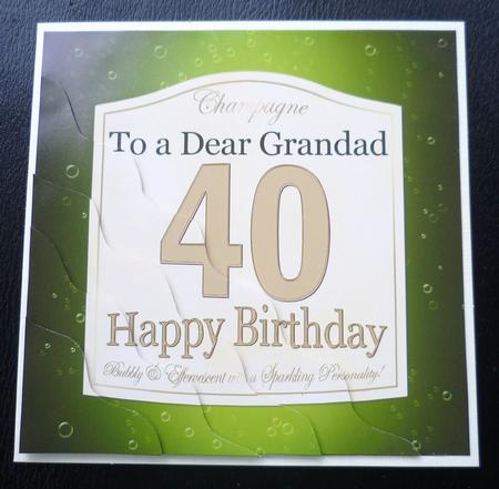 40th Birthday Grandad Champagne Label Wavy Corner Side Stack by Charlie Angel