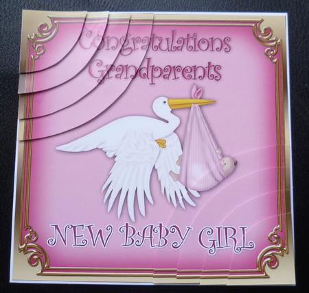 New Baby Girl Grandparents Stork 6in Duo Corner Stacker by Charlie Angel