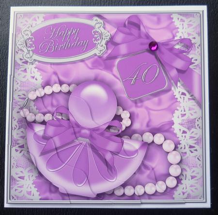 40th Perfume Lace N Pearls Wavy Corner Side Stacker Topper by Charlie Angel