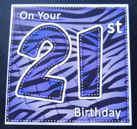 Funky Fun Zebra Print 21st Birthday Wavy Corner Side Stacker by Charlie Angel