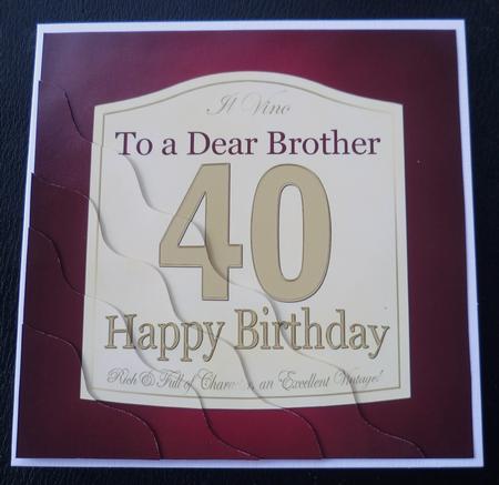 40th Birthday Brother Wine Label Wavy Corner by Charlie Angel