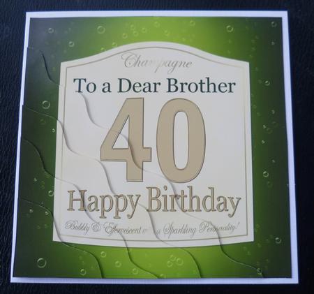 40th Birthday Brother Champagne Label Wavy Corner by Charlie Angel