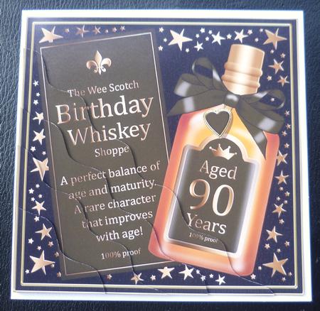 90th Birthday Whisky Wavy Corner Side Stacker Topper by Charlie Angel