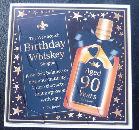 90th Birthday Whisky Wavy Corner Side Stacker Topper by Charlie Angel