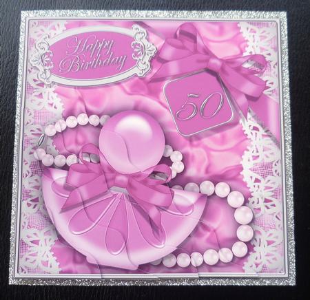50th Birthday Perfume Lace N Pearls Wavy Corner Side Stacker by Charlie Angel