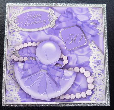 50th Birthday Perfume Lace N Pearls Wavy Corner Side Stacker by Charlie Angel
