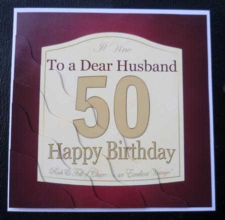 50th Birthday Husband Wine Label Wavy Corner Side Stacker by Charlie Angel