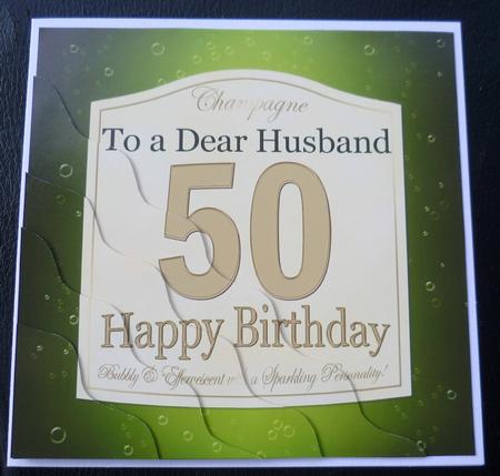 50th Birthday Husband Champagne Label Wavy Corner Side Stack by Charlie Angel