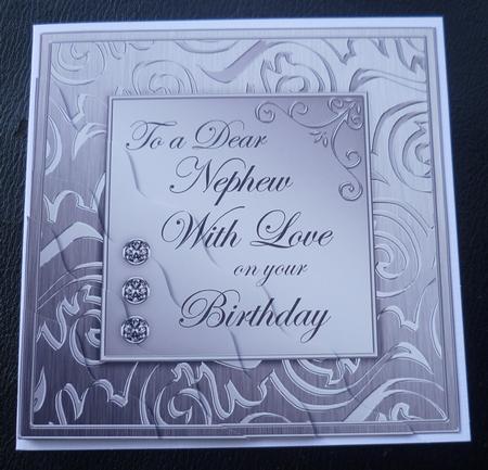 Elegant Metallic Birthday Nephew Wavy Corner Stacker by Charlie Angel