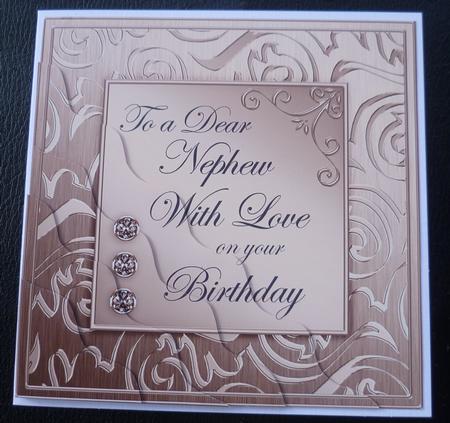Elegant Metallic Birthday Nephew Wavy Corner Stacker by Charlie Angel
