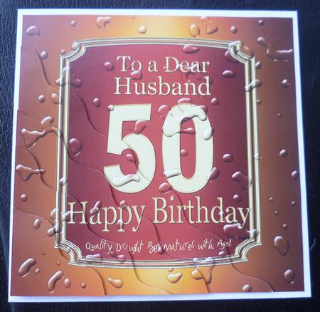 50th Birthday Husband Beer Label Wavy Corner Side Stacker by Charlie Angel