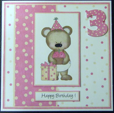 Birthday Bear Age Quick Card Girl by Charlie Angel