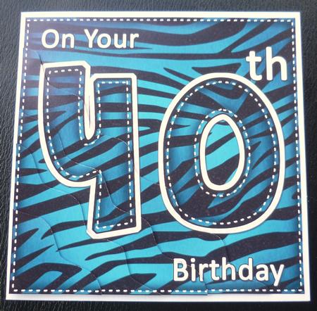 Funky Fun Zebra Print 40th Birthday Wavy Corner Side Stacker by Charlie Angel