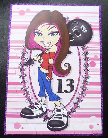 Rock Chick Female Birthday Shell Edged Corner Stacker Card by Charlie Angel