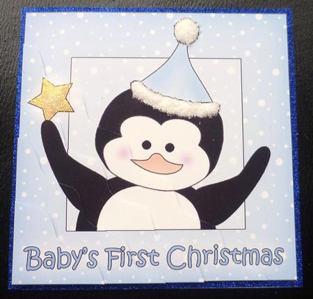 Baby's 1st Christmas Penguin Wavy Corner Side Stacker by Charlie Angel