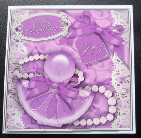 70th Birthday Perfume Lace N Pearls Wavy Corner Side Stacker by Charlie Angel
