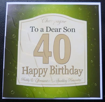 40th Birthday Son Champagne Label Wavy Corner Side Stacker T by Charlie Angel