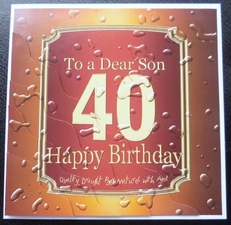 40th Birthday Son Beer Label Wavy Corner Side Stacker Topper by Charlie Angel