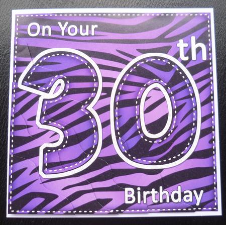 Funky Fun Zebra Print 30th Birthday Wavy Corner Side Stacker by Charlie Angel