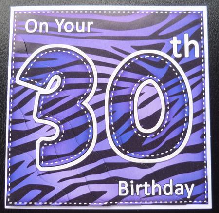 Funky Fun Zebra Print 30th Birthday Wavy Corner Side Stacker by Charlie Angel