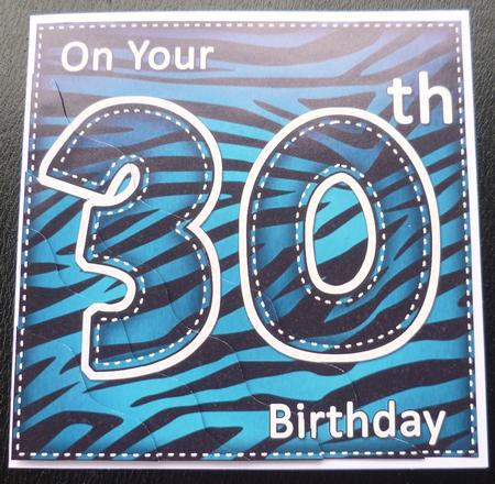 Funky Fun Zebra Print 30th Birthday Wavy Corner Side Stacker by Charlie Angel
