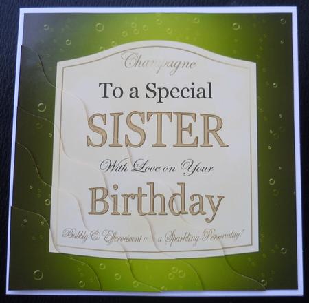 Birthday Sister Champers Label Wavy Corner by Charlie Angel