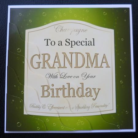 Birthday Grandma Champers Label Wavy Corner by Charlie Angel