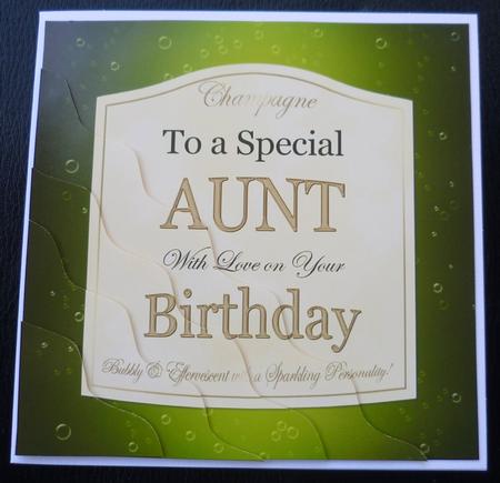 Birthday Aunt Champers Label Wavy Corner by Charlie Angel