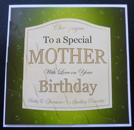 Birthday Mother Champers Label Wavy Corner by Charlie Angel