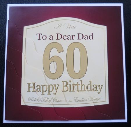 60th Birthday Dad Wine Label Wavy Corner Side Stacker Topper by Charlie Angel