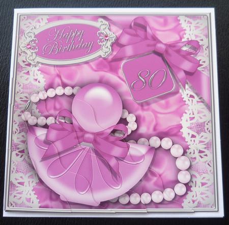 80th Birthday Perfume Lace N Pearls Wavy Corner Side Stacker by Charlie Angel
