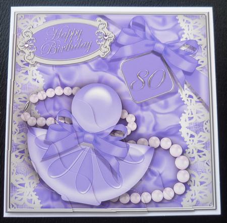 80th Birthday Perfume Lace N Pearls Wavy Corner Side Stacker by Charlie Angel