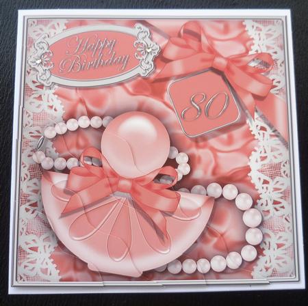80th Birthday Perfume Lace N Pearls Wavy Corner Side Stacker by Charlie Angel