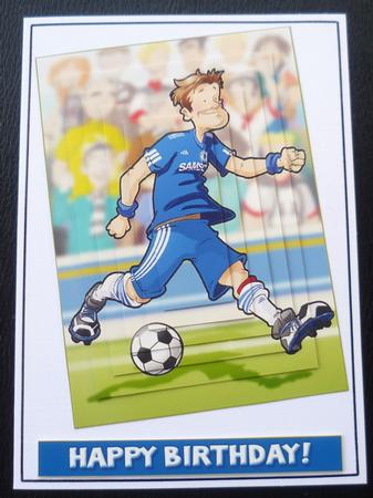 Football Dude Blue and White Pyramid by Charlie Angel