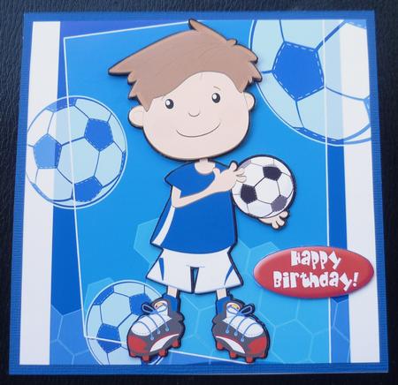 Football Boy Blue 8x8 Card by Charlie Angel