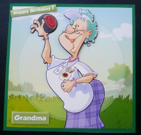 Lawn Bowls Lady 8x8 Card by Charlie Angel
