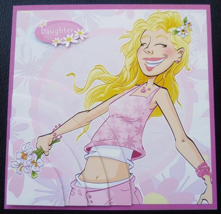 Pink Flower Girl 8x8 Card by Charlie Angel