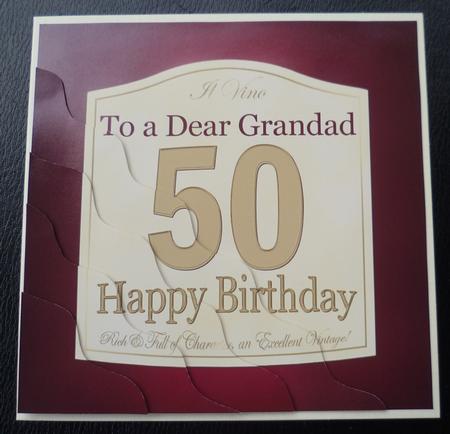 50th Birthday Grandad Wine Label Wavy Corner Side Stacker To by Charlie Angel