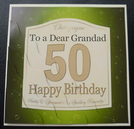 50th Birthday Grandad Champagne Label Wavy Corner Side Stack by Charlie Angel