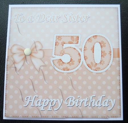50th Birthday Sister Felties Wavy Corner Side Stacker Topper by Charlie Angel