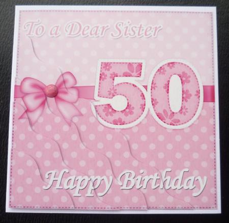 50th Birthday Sister Felties Wavy Corner Side Stacker Topper by Charlie Angel
