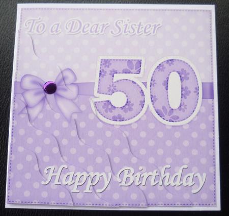 50th Birthday Sister Felties Wavy Corner Side Stacker Topper by Charlie Angel