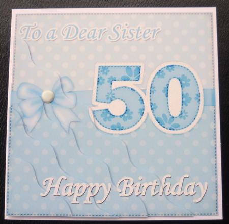 50th Birthday Sister Felties Wavy Corner Side Stacker Topper by Charlie Angel