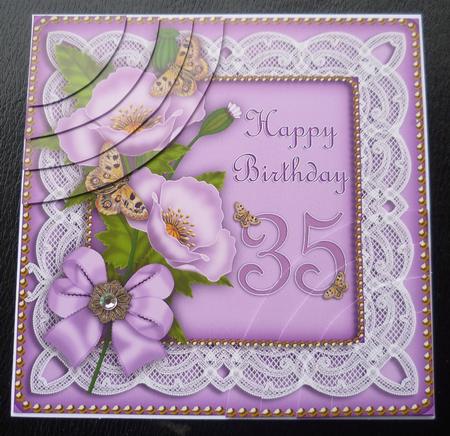 Lilac Poppy 35 Birthday 6in Duo Corner Stacker by Charlie Angel